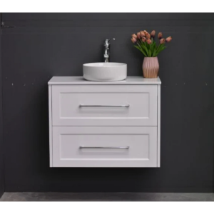 Vanity  - Jess Series White Shaker Style Vanity with Stone Top 900, Wall Hung - NZ DEPOT