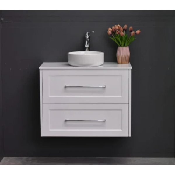 Vanity  - Jess Series White Shaker Style Vanity with Stone Top 900, Wall Hung - NZ DEPOT
