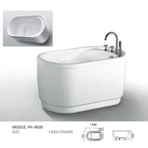 Buy Freestanding Acrylic small apartment bathtub - 1300mm Online - Baths - FreeStanding Bath Tub - 2 - NZ Depot Delivery