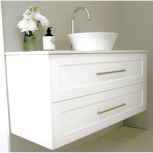 Vanity  - Jess Series White Shaker Style Vanity with Stone Top 1200, Wall Hung - NZ DEPOT