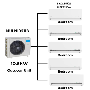 Midea Multi Split Heat Pumps Combo - 10.5 kW Outdoor Unit MULMI0511B + Indoor Units - Multi Split Heat Pump - MULMI0511B+MFAB26Nx4-1 - NZ DEPOT