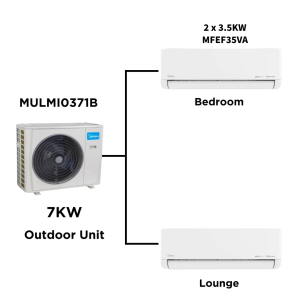 Midea Multi Split Heat Pumps Package - 7 kW Outdoor Unit MULMI0371B + Indoor Units - Multi Split Heat Pump - MULMI0371B+MFAB26N+MFAB50N-2 - NZ DEPOT