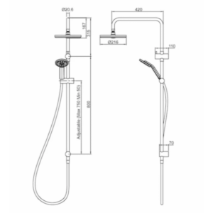 Buy 2 In 1 Shower Combination - Methven KIRI SHOWER SYSTEM SATINJET GRAPHITE Online - Methven Shower Slide & Mixer Range -  - 2 - NZ Depot Delivery