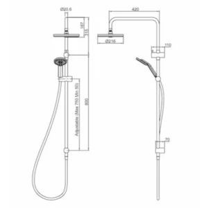 Buy 2 In 1 Shower Combination - Methven KIRI SHOWER SYSTEM SATINJET GRAPHITE 500x800mm - KRSSCPGR Online - Methven Shower Slide & Mixer Range - - 2 - NZ Depot Delivery