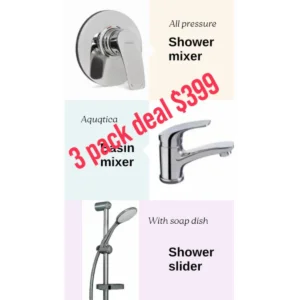 Buy Shower mixer - Aquatica Cambridge 3 pack all square Basin ,Shower, Handshower All Pressure Online - Aquatica Tapware -  - 1 - NZ Depot Delivery