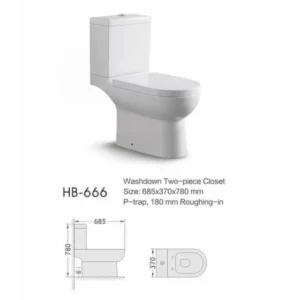 Buy Toilet Gazia - Two Piece HB-666 Online - Toilets - - 1 - NZ Depot Delivery
