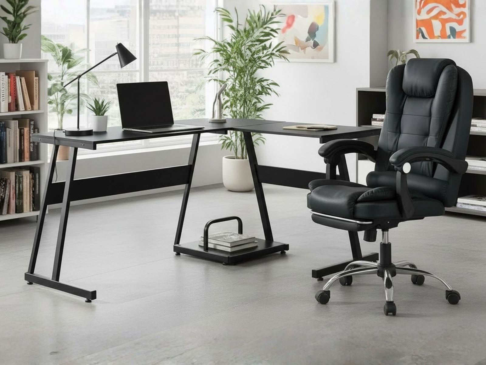 Buy Irina L-Shaped Computer Desk & Colson Massage Office Chair PVC ...