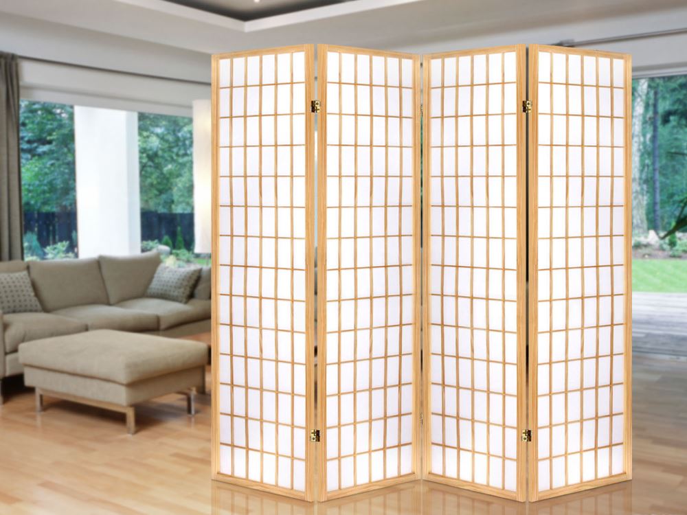 4-Panel Room Divider C M1 - Natural Wood - Living Room - PR8476 - 2 - NZ DEPOT Trade Supply Buy 4-Panel Room Divider C M1 - Natural Wood Online - Living Room - 2 - NZ Depot Delivery