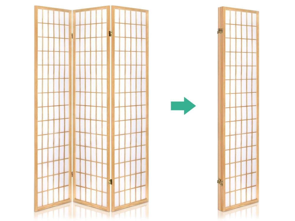 4-Panel Room Divider C M1 - Natural Wood - Living Room - PR8476 - 3 - NZ DEPOT Trade Supply Buy 4-Panel Room Divider C M1 - Natural Wood Online - Living Room - 3 - NZ Depot Delivery