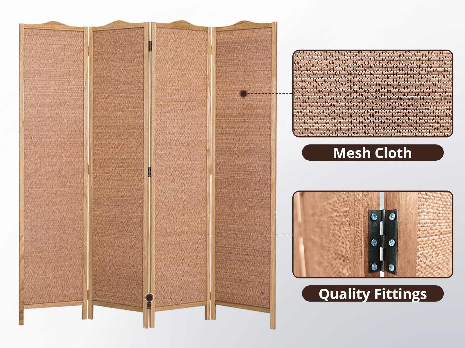 Buy 4-Panel Room Divider D S2 - Brown Online | Living Room | NZ Depot