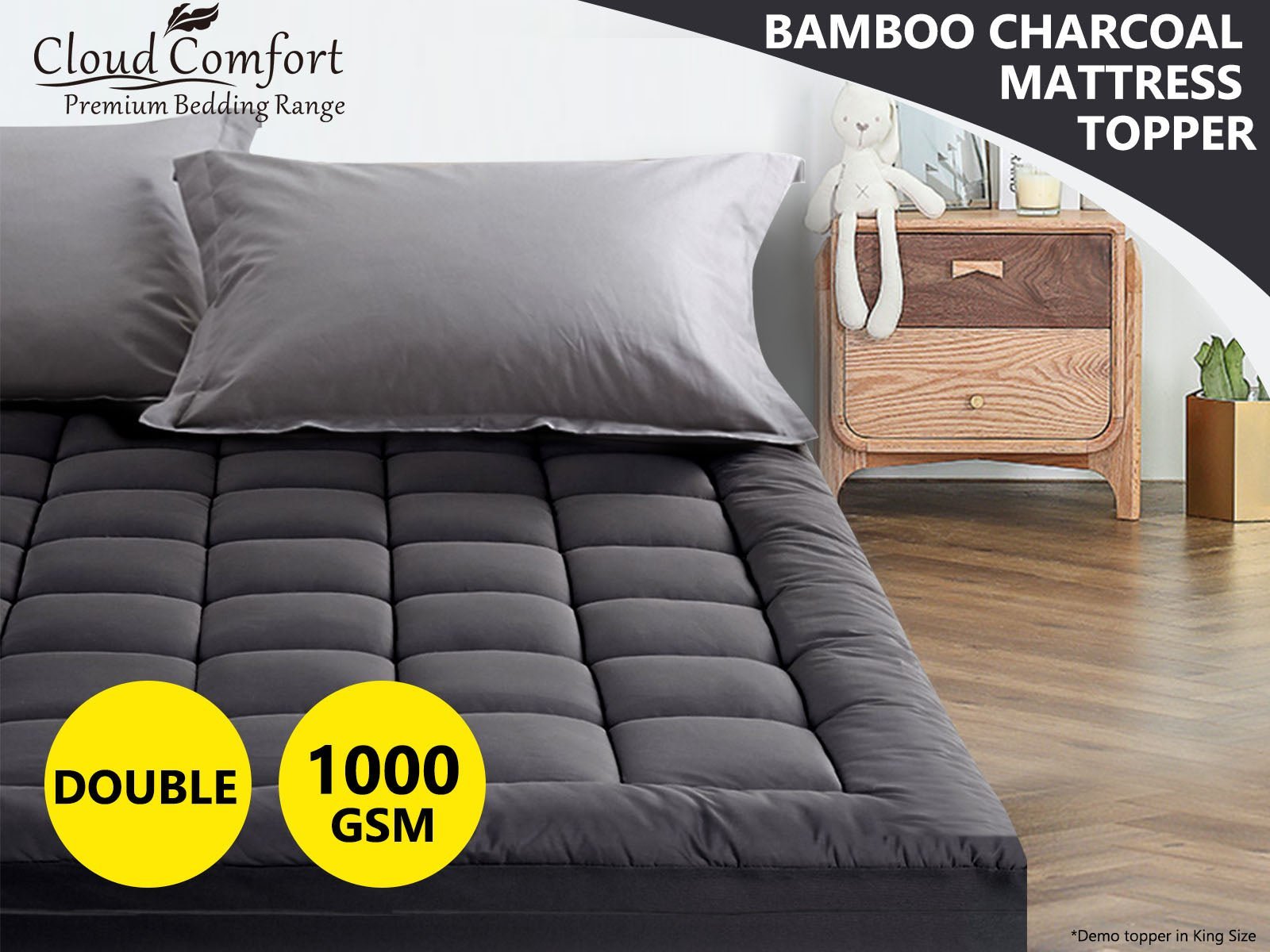 Bamboo Charcoal Mattress Topper - Double - Bedding - PR8432 - 2 - NZ DEPOT Trade Supply Buy Bamboo Charcoal Mattress Topper - Double Online - Bedding - 2 - NZ Depot Delivery