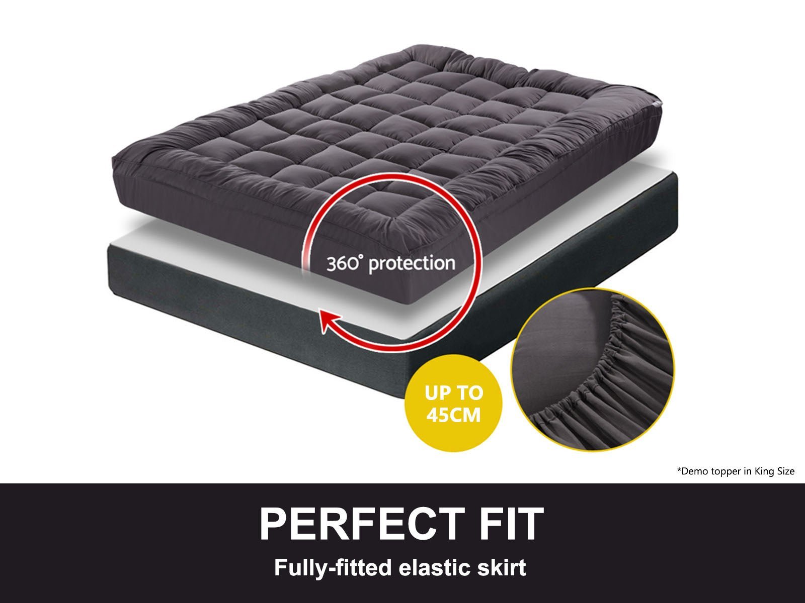 Bamboo Charcoal Mattress Topper - King Single - Bedding - PR8431 - 4 - NZ DEPOT Trade Supply Buy Bamboo Charcoal Mattress Topper - King Single Online - Bedding - 4 - NZ Depot Delivery