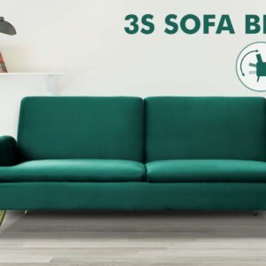 Buy Gyllene Velvet Sofa Bed - Dark Green Online - Living Room - 2 - NZ Depot Delivery