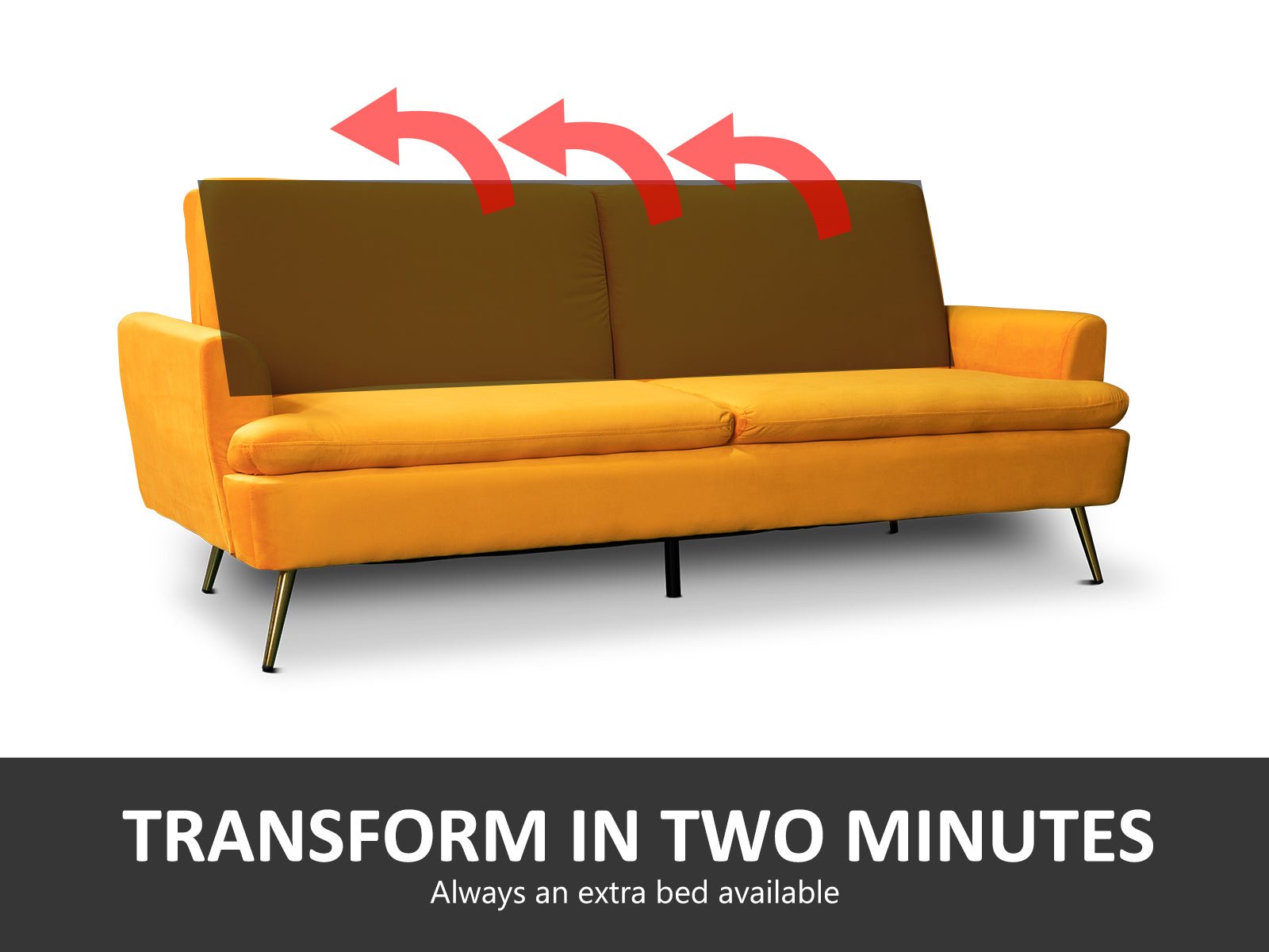 Gyllene Velvet Sofa Bed - Yellow - Living Room - PR8686 - 6 - NZ DEPOT Trade Supply Buy Gyllene Velvet Sofa Bed - Yellow Online - Living Room - 6 - NZ Depot Delivery