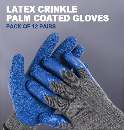 Latex Crinkle Palm Coated Work Gloves – 12 Pairs Pack 1 Buy Latex Crinkle Palm Coated Work Gloves – 12 Pairs Pack Online - Farming & Forestry - 1 - NZ Depot Delivery