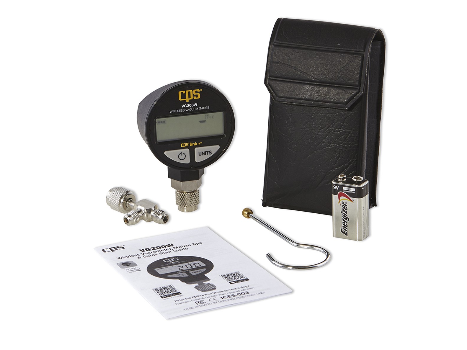 CPS Blackmax Wiress Vac Gauge W-App Inc Data Logging & Analysis VG200W - Angled Perspective - NZ Depot Genuine CPS Blackmax Wiress Vac Gauge W-App Inc Data Logging & Analysis VG200W Trade Supply