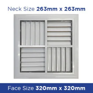 Buy DV2525 Multi Directional Outlet 263sqNeck 320face Plastic MDO250 Online - Rectangular Ceiling Diffusers - Plastic - 1 - NZ Depot Trade