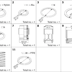 Buy Danfoss Overhaul Kit, Piston, Sealing, Packing Gland 148B6164 Front View