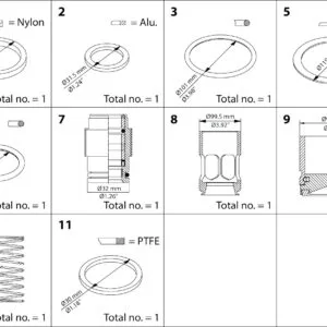 Buy Danfoss Overhaul Kit, Piston, Sealing, Packing Gland 148B6165 Front View