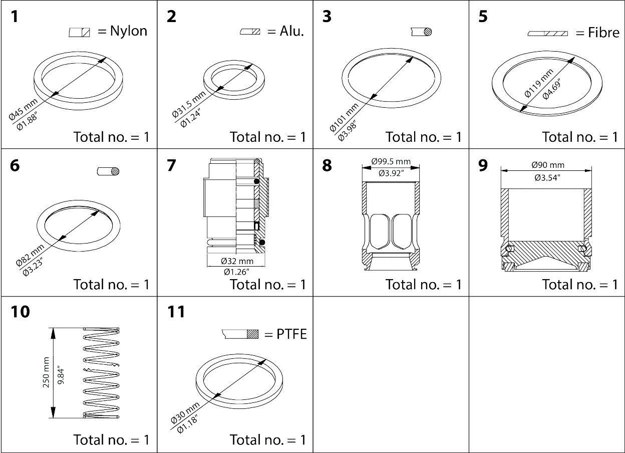 Danfoss Overhaul Kit, Piston, Sealing, Packing Gland 148B6165 | Industrial Valves 1 Buy Danfoss Overhaul Kit, Piston, Sealing, Packing Gland 148B6165 Front View