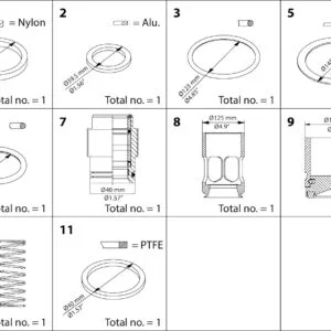Buy Danfoss Overhaul Kit, Piston, Sealing, Packing Gland 148B6166 Front View