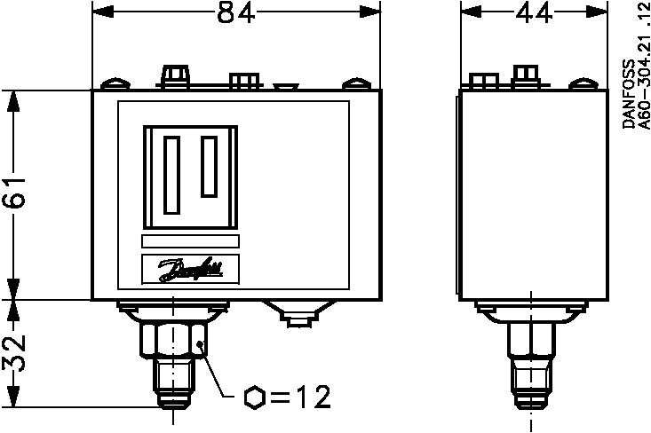 Danfoss Pressure Switch, Kp1 060-110191 - Side Profile - NZ Depot Wholesale Danfoss Pressure Switch, Kp1 060-110191 Side View