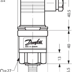 Wholesale Danfoss Pressure Transmitter, Aks 3000, -1 Bar - 12 Bar, -14.5 Psi - 174 Psi 060G1323 Side View