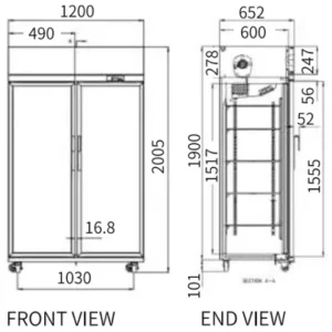 Buy Double Glass Door Upright Display Fridge LC-1200FS Online - Commercial Fridges - 2 - NZ Depot Delivery