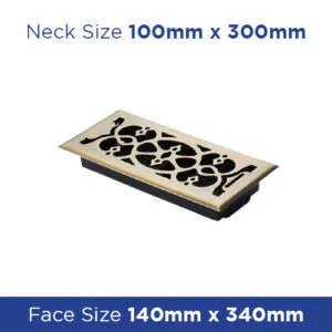 Buy Floor Register - Antique Brass Victorian1 100x300mm FRABV412 Online - Floor Grilles - 1 - NZ Depot Trade