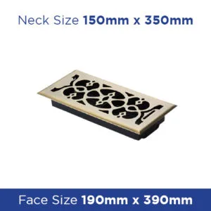 Buy Floor Register - Antique Brass Victorian1 150x350mm FRABV614 Online - Floor Grilles - 1 - NZ Depot Trade