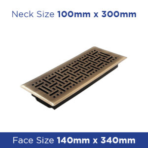 Buy Floor Register - Antique Brass Wicker 100x300mm FRABB412 Online - Floor Grilles - 3 - NZ Depot Trade