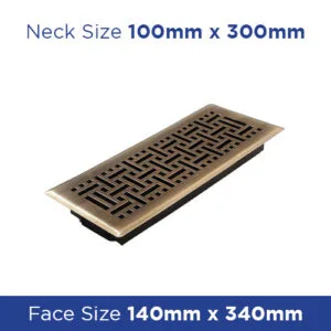 Buy Floor Register - Antique Brass Wicker 100x300mm FRABB412 Online - Floor Grilles - 1 - NZ Depot Trade