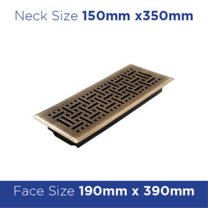 Buy Floor Register - Antique Brass Wicker 150x350mm FRABB614 Online - Floor Grilles - 3 - NZ Depot Trade