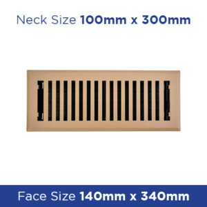 Buy Floor Register - Beige Metal Louvered 100x300mm FRBE412 Online - Floor Grilles - 3 - NZ Depot Trade