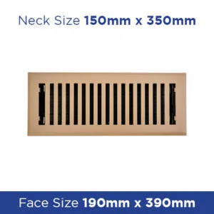 Buy Floor Register - Beige Metal Louvered 150x350mm FRBE614 Online - Floor Grilles - 1 - NZ Depot Trade