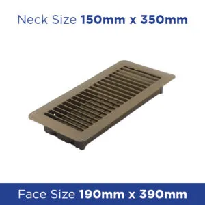 Buy Floor Register - Brown Metal Louvered 150x350mm FRBR614 Online - Floor Grilles - 1 - NZ Depot Trade