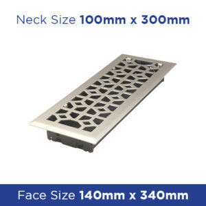 Buy Floor Register - Brushed Nickel Marquis 100x300mm FRBNM412 Online - Floor Grilles - 3 - NZ Depot Trade
