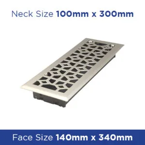 Buy Floor Register - Brushed Nickel Marquis 100x300mm FRBNM412 Online - Floor Grilles - 1 - NZ Depot Trade