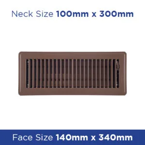Buy Floor Register - Chocolate Metal Louvered 100x300mm FRCT412 Online - Floor Grilles - 1 - NZ Depot Trade