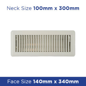 Buy Floor Register - Cream Metal Louvered 100x300mm FRCR412 Online - Floor Grilles - 3 - NZ Depot Trade