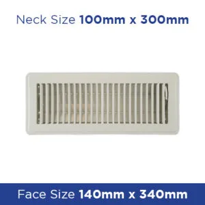 Buy Floor Register - Cream Metal Louvered 100x300mm FRCR412 Online - Floor Grilles - 1 - NZ Depot Trade
