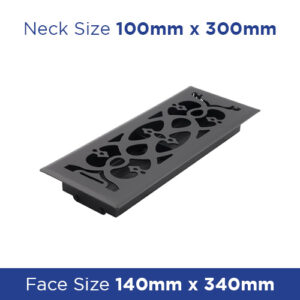 Buy Floor Register - Matt Black Victorian1 100x300mm FRBLV412 Online - Floor Grilles - 3 - NZ Depot Trade