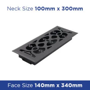 Buy Floor Register - Matt Black Victorian1 100x300mm FRBLV412 Online - Floor Grilles - 1 - NZ Depot Trade