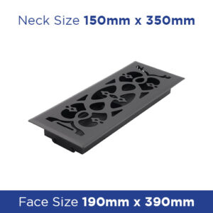 Buy Floor Register - Matt Black Victorian1 150x350mm FRBLV614 Online - Floor Grilles - 3 - NZ Depot Trade