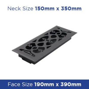 Buy Floor Register - Matt Black Victorian1 150x350mm FRBLV614 Online - Floor Grilles - 1 - NZ Depot Trade
