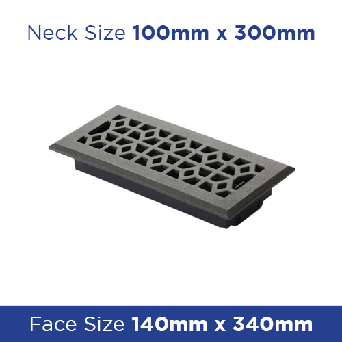 Floor Register - Pewter Cast Iron Marquis 100x300mm - Floor Grilles - FRPWM412 3 Buy Floor Register - Pewter Cast Iron Marquis 100x300mm FRPWM412 Online - Floor Grilles - 1 - NZ Depot Trade