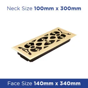 Buy Floor Register - Polished Brass Victorian1 100x300mm FRPBV412 Online - Floor Grilles - 1 - NZ Depot Trade