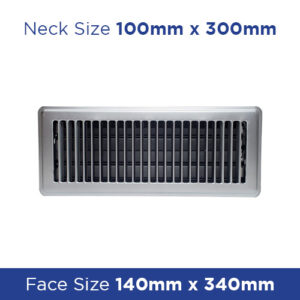 Buy Floor Register - Satin Chrome Louvered 100x300mm FRSC412 Online - Floor Grilles - 3 - NZ Depot Trade