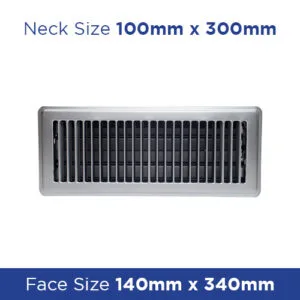 Buy Floor Register - Satin Chrome Louvered 100x300mm FRSC412 Online - Floor Grilles - 1 - NZ Depot Trade