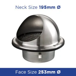Buy Grille Cowl Round Stainless Steel 200 dia VEMVM202BVSN Online - External Ventilation Grilles - 1 - NZ Depot Trade
